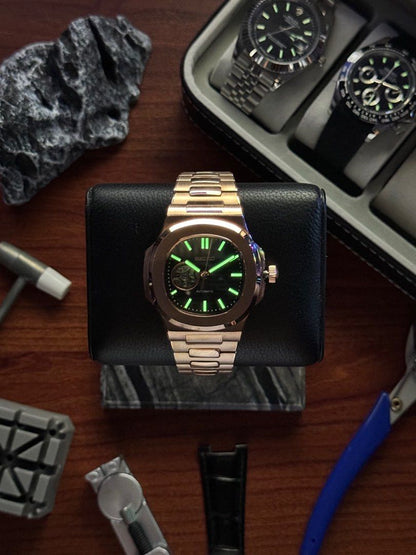 SILLNAUT MOD ROSE GOLD ( BLACK DIAL OPEN HEART )